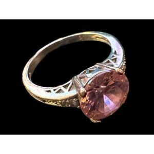 Vintage Sterling Silver Pink CZ Ring